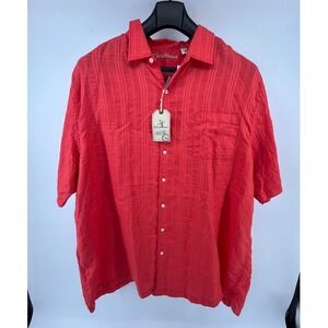 Caribbean Button Down Shirt Mens 3XT Red Linen Blend St. Martin S35WC730T